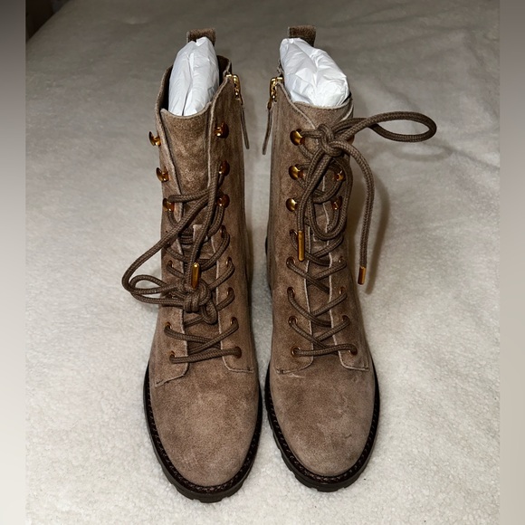Tory Burch Suede Lug Sole Combat Boots - Picture 3 of 8